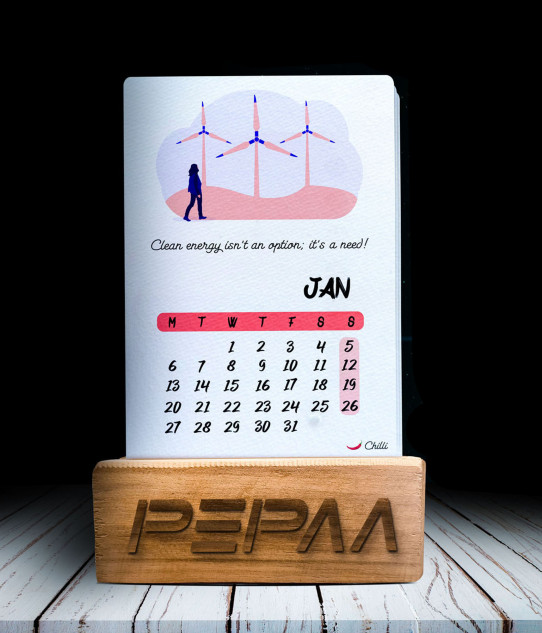 Pepaa - Plantable Seed Paper Wooden Calendar - A6 size, Made from Recycled Paper