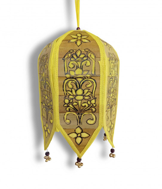 Handmade Palm Leaf Lantern - Yellow