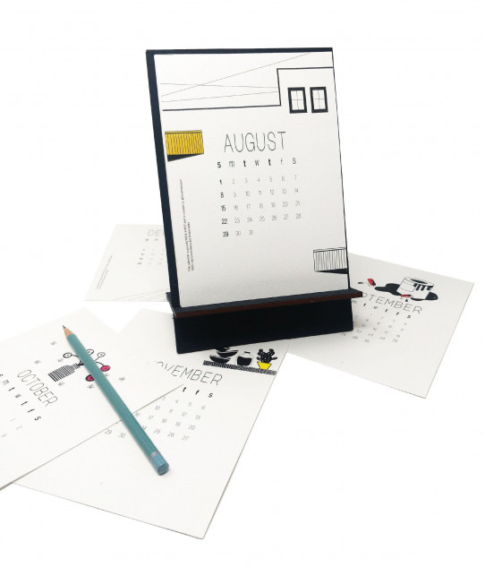 Bluecat Paper - Handmade Designer Calendar 2021 – Tree-free, Made from White Cotton Rag Paper