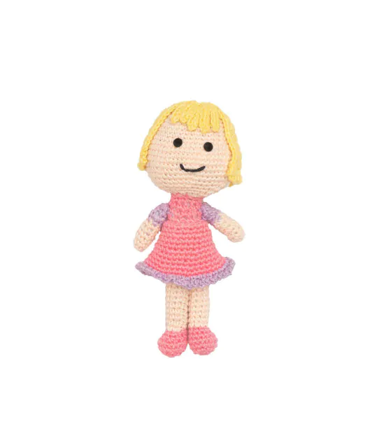 Handmade Crochet Amigurumi Soft Toy - Small Doll, Pink