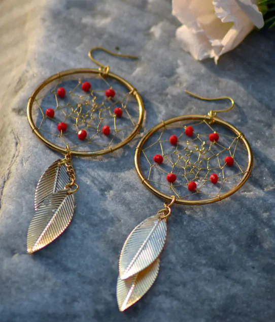 Dreamcatcher Earrings Red