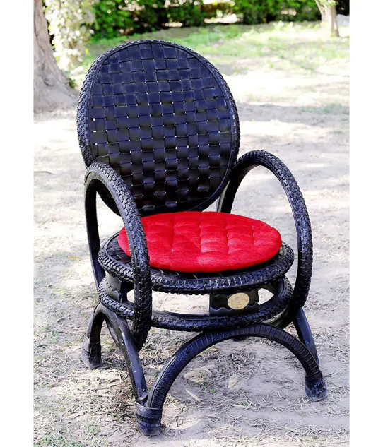 Handcrafted Recycled Tyre Arm Chair - 10 inch Height, Recycled Tyres