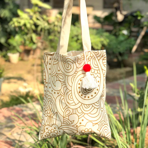 Mandala Printed Cloth Bag - Brown