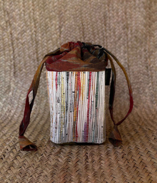 ReCharkha-The EcoSocial Tribe - Handwoven Potli Purse, Made from Upcycled Plastic, Multi Colour